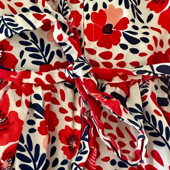 EUC Nannette Kids red, white, & blue floral dress w/ petticoat, zipper, tie. 2T. - Picture 3 of 8